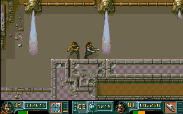 Soldiers of Fortune (Amiga) screenshot: Watch out for the steam, buddy