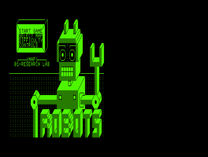Attack of the Petscii Robots (Commodore PET/CBM) screenshot: Title screen (80 columns)