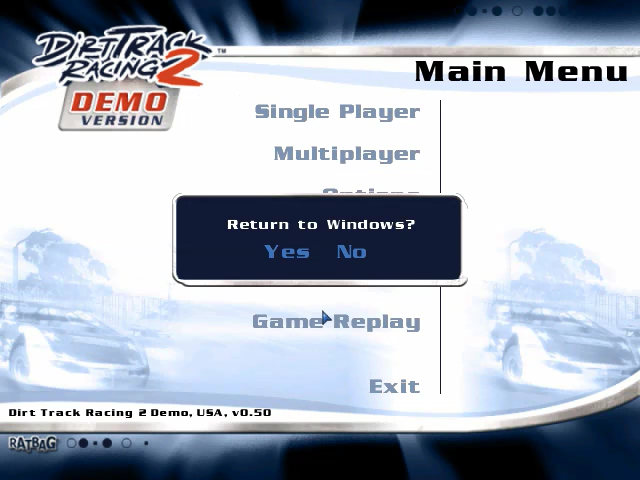 Dirt Track Racing 2 (Windows) screenshot: Do you want to quit to Windows?