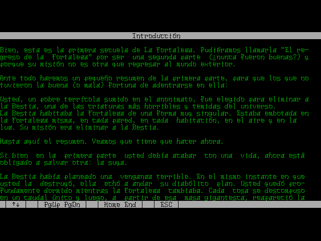 La Fortaleza II: La Venganza de la Bestia (DOS) screenshot: Introduction
