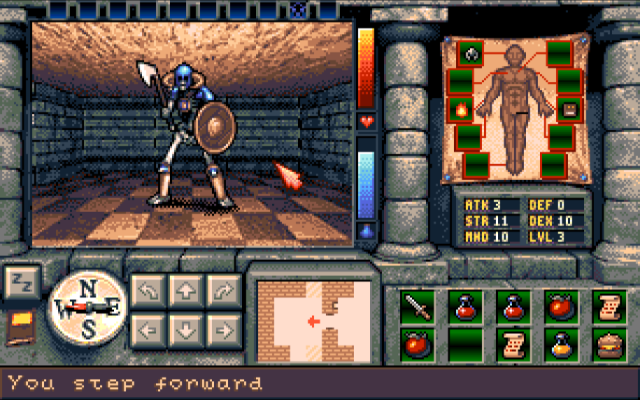 The Shadows of Sergoth (Amiga) screenshot: Battling monsters