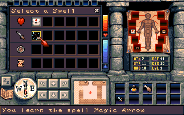 The Shadows of Sergoth (Amiga) screenshot: Spell Management