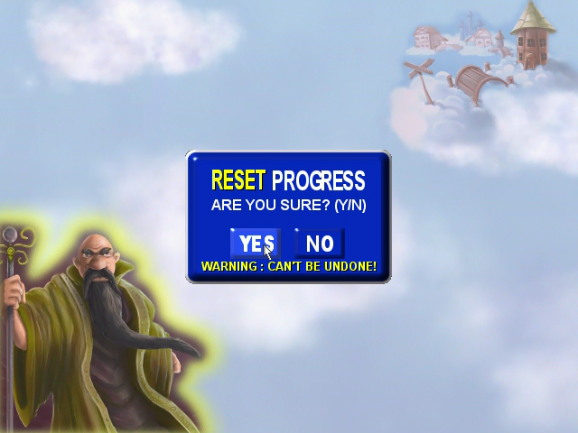Frozzic's Revenge (Windows) screenshot: Reset progress