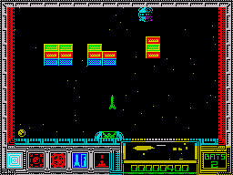 Exploding Wall (ZX Spectrum) screenshot: Firing the missile power-up