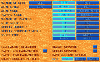 Tennis Cup 2 (Atari ST) screenshot: Options