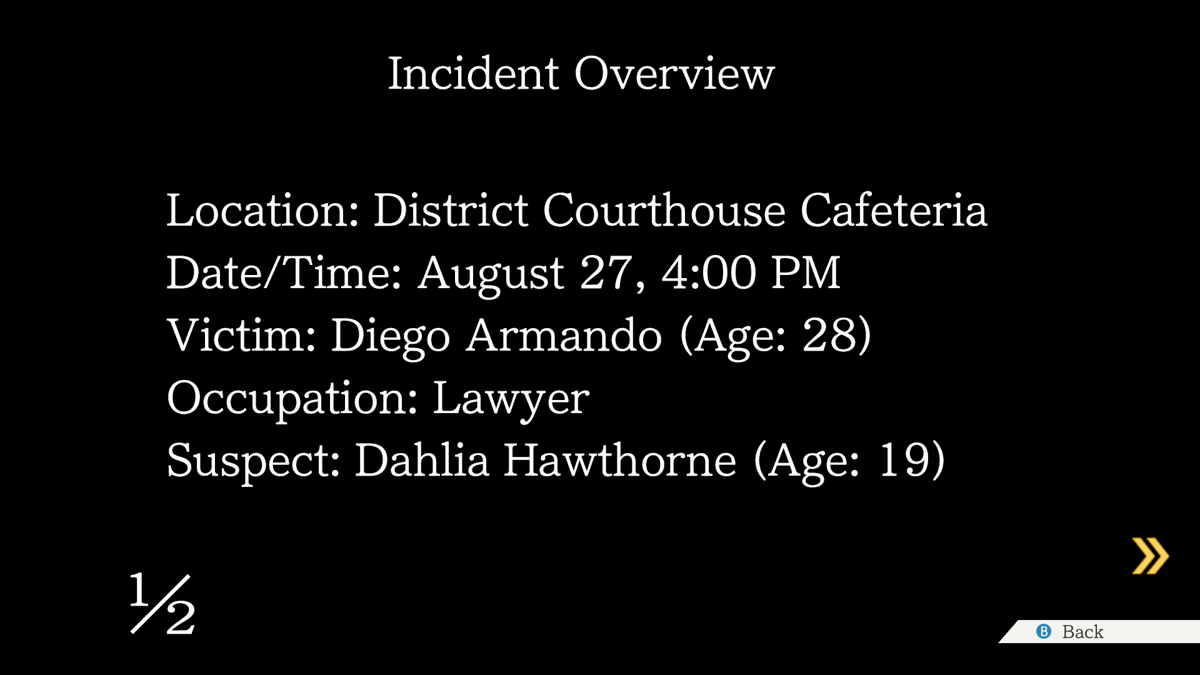 Phoenix Wright: Ace Attorney Trilogy (Windows) screenshot: Phoenix Wright 3. Incident overview