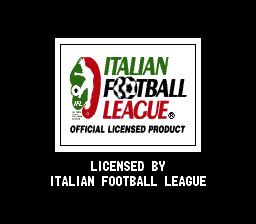 Shijō Saikyō League Serie A: Ace Striker (SNES) screenshot: Licensed by Italian Football League... and AIC (Associazione Italiana Calciatori).