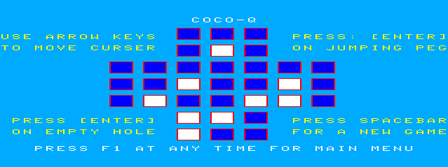 CoCo-Q (TRS-80 CoCo) screenshot: Clearing the Board