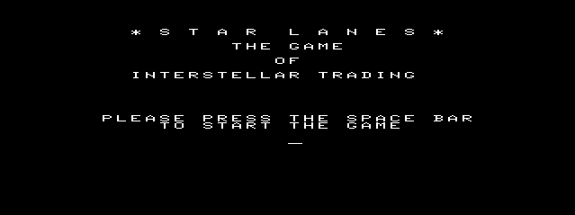 Star Lanes (TRS-80 CoCo) screenshot: Title Screen