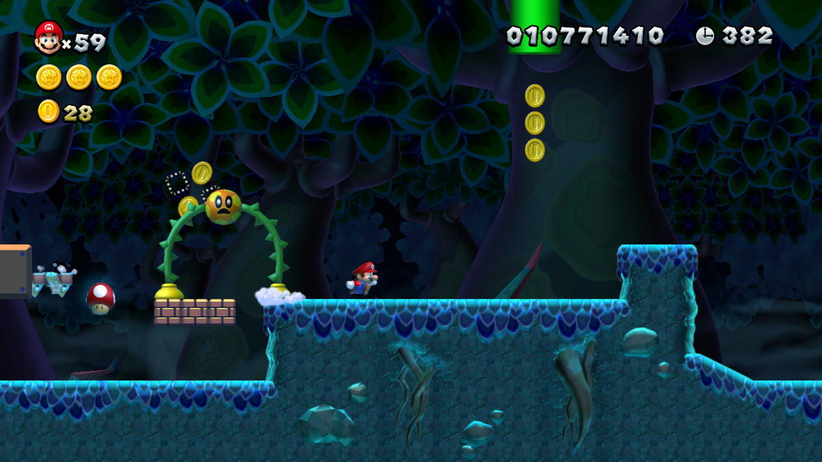 New Super Mario Bros. U (Wii U) screenshot: These enemies are kind of hard to dodge