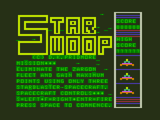 Star Swoop (Dragon 32/64) screenshot: Instructions