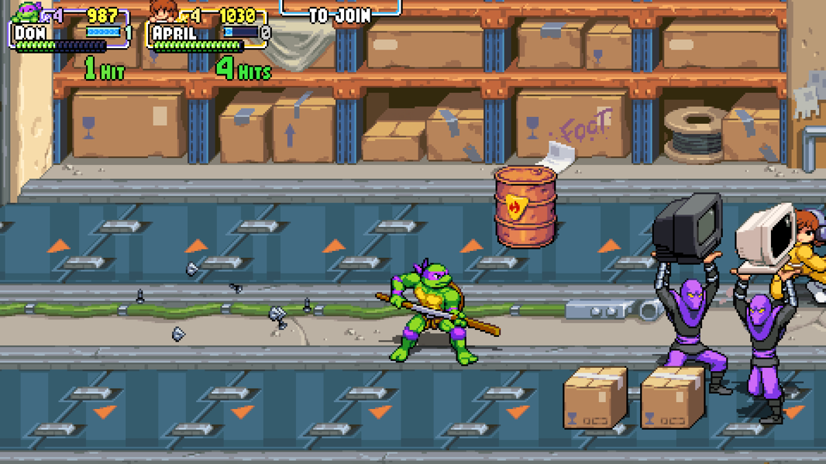 Teenage Mutant Ninja Turtles: Shredder's Revenge (Windows) screenshot: Who needs these old CRTs anyway