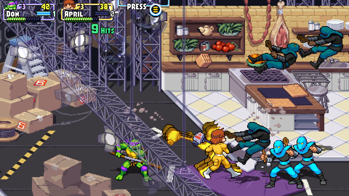 Teenage Mutant Ninja Turtles: Shredder's Revenge (Windows) screenshot: April uses her mike like a club