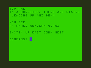 Star Trek Adventure #2 (TRS-80 CoCo) screenshot: Guarded by Romulans