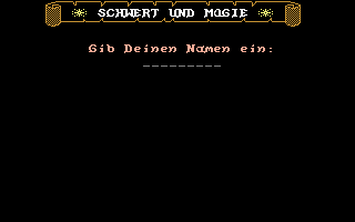 Schwert und Magie II: Folge 3+4 (Commodore 64) screenshot: Naming a new Hero (or Heroine).