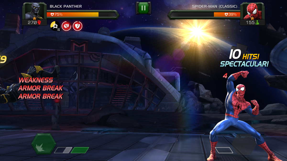 Marvel: Contest of Champions (Android) screenshot: The animal war between Black Panther and Spider-Man continues.