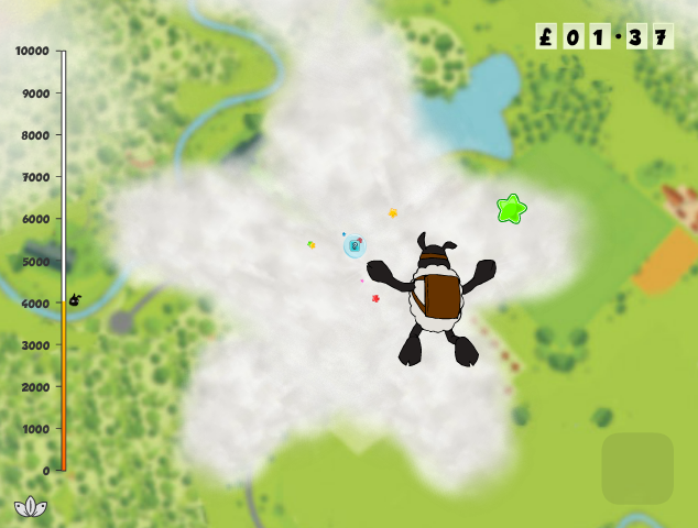 Lamb Chop Drop (Browser) screenshot: Another bonus bubble on the way