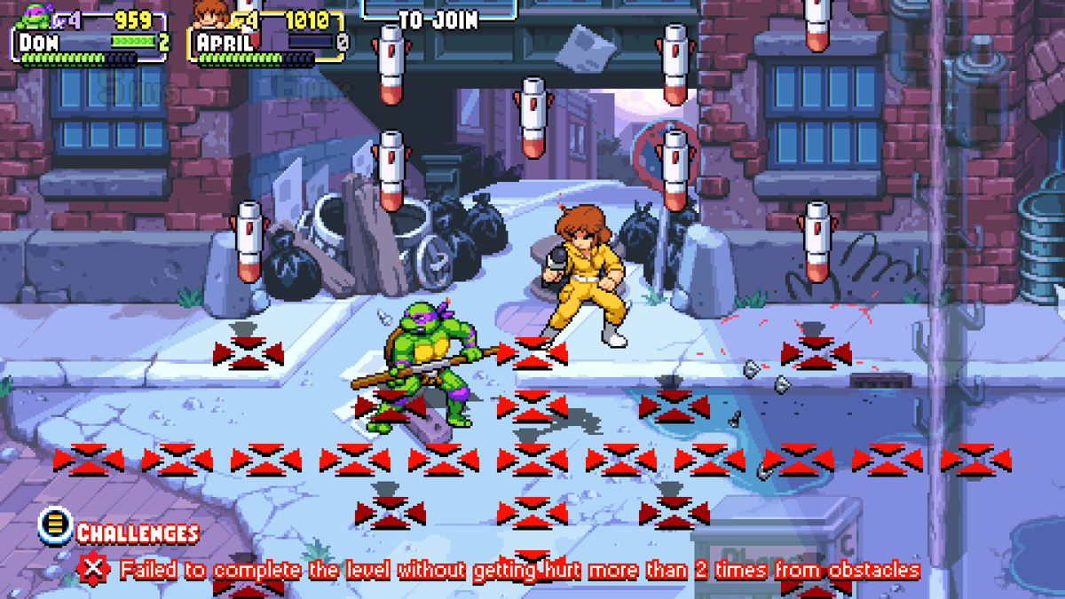 Teenage Mutant Ninja Turtles: Shredder's Revenge (Windows) screenshot: Bombardment