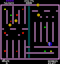 Maze Invaders (Arcade) screenshot: Maze 6 is a bit like a pachinko machine.