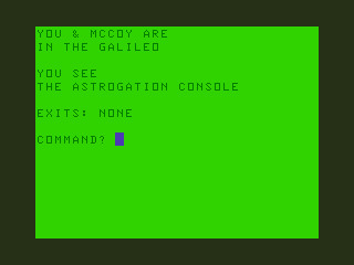 Star Trek Adventure #2 (TRS-80 CoCo) screenshot: We Reach the Galileo