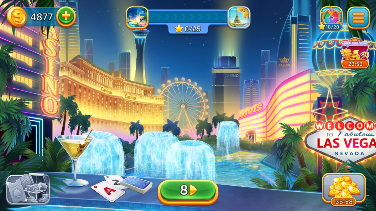 Solitaire Cruise (Android) screenshot: Solitaire in Las Vegas