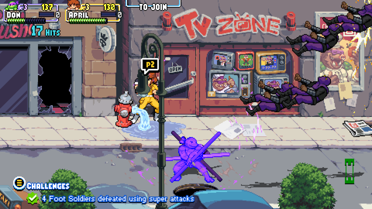 Teenage Mutant Ninja Turtles: Shredder's Revenge (Windows) screenshot: Don's super attack
