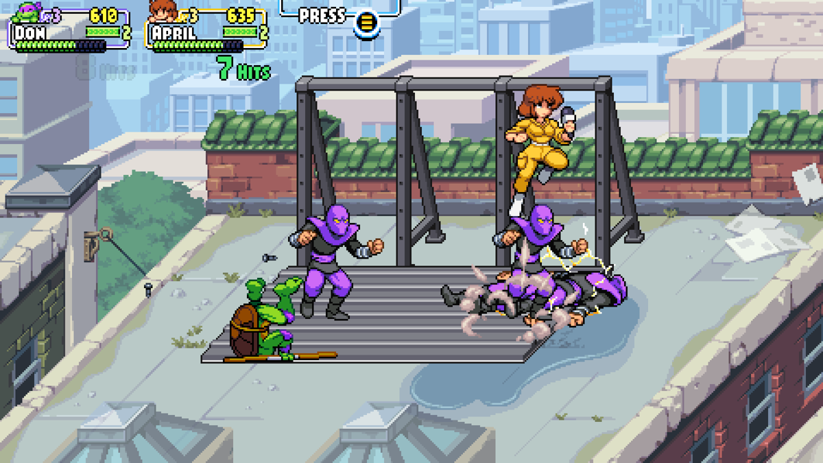 Teenage Mutant Ninja Turtles: Shredder's Revenge (Windows) screenshot: Rooftops