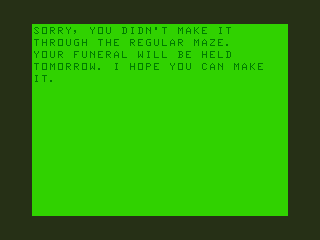 Jetpack Challenge (TRS-80 CoCo) screenshot: Level Failed