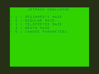 Jetpack Challenge (TRS-80 CoCo) screenshot: Title Screen