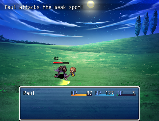 The Stuff Fairy Tales Are Made Of (Windows) screenshot: Battle, and attacking an enemy's weak spot.