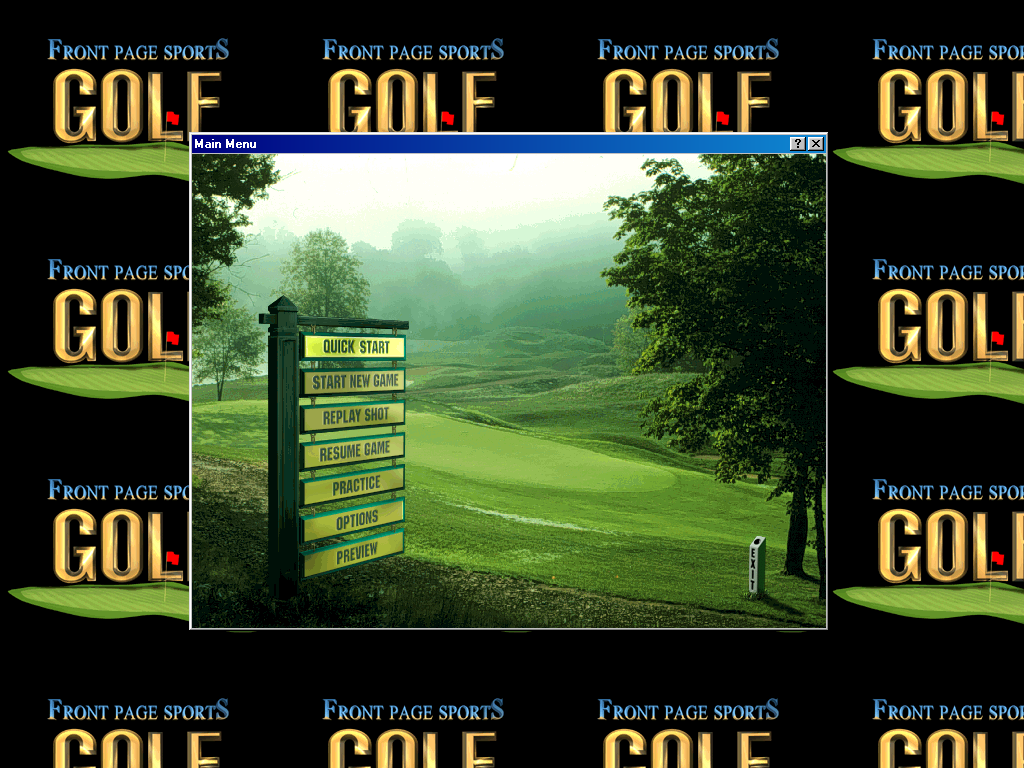 Front Page Sports: Golf (Windows) screenshot: Main menu