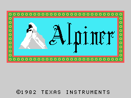 Alpiner (TI-99/4A) screenshot: Title screen