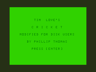 Tim Love's Cricket (Dragon 32/64) screenshot: Introduction
