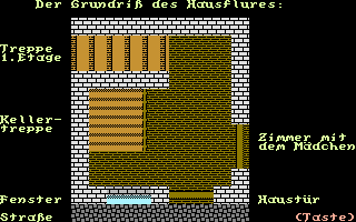 Schwert und Magie II: Folge 3+4 (Commodore 64) screenshot: Folge Nr. 3: The floorplan of the stairwell.