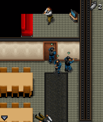 SWAT: Elite Troops (J2ME) screenshot: Spying on a bad guy with my optiwand