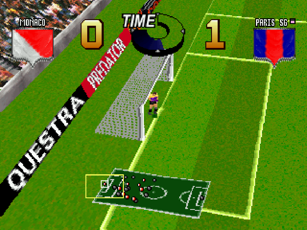 adidas Power Soccer (Windows) screenshot: Almost a goal from other side
