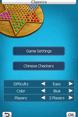 100 All-Time Favorites (Nintendo DS) screenshot: Chinese Checkers - Game Settings