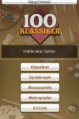 100 All-Time Favorites (Nintendo DS) screenshot: German Main Menu