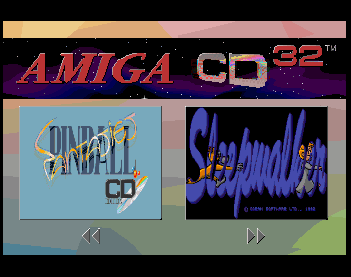 Sleepwalker & Pinball Fantasies (Amiga CD32) screenshot: Game Select Menu