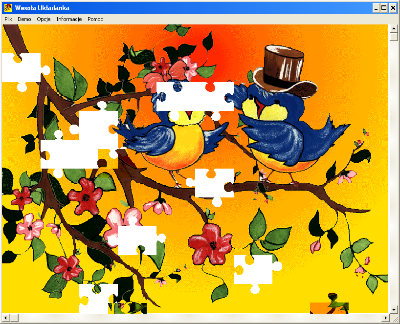 Wesoła Układanka (Windows 3.x) screenshot: Birds