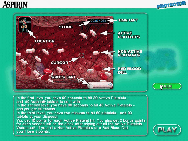 Aspirin Protector (Windows) screenshot: How to play the game