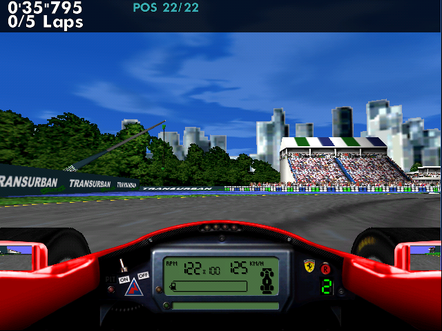 F1 Racing Simulation (Windows) screenshot: Turn ahead