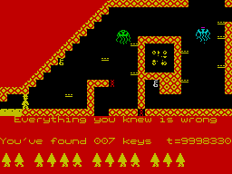 Willy does the Great Pyramid! (ZX Spectrum) screenshot: First glimpse of the interior of the Pyramid