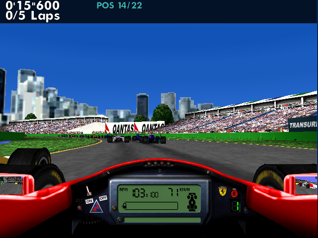 F1 Racing Simulation (Windows) screenshot: Traffic jam