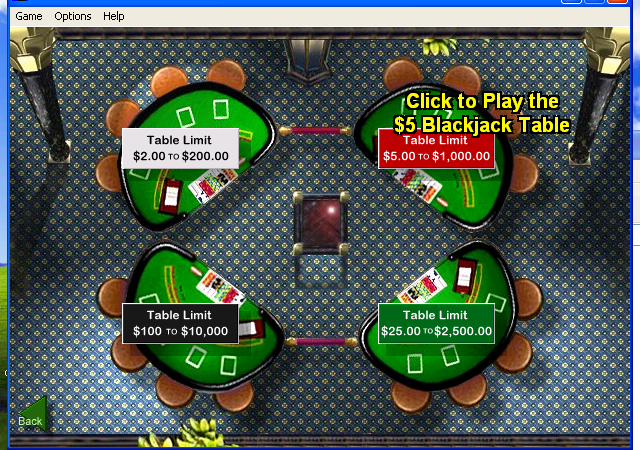 Beat the House 2 (Windows) screenshot: Blackjack - select screen