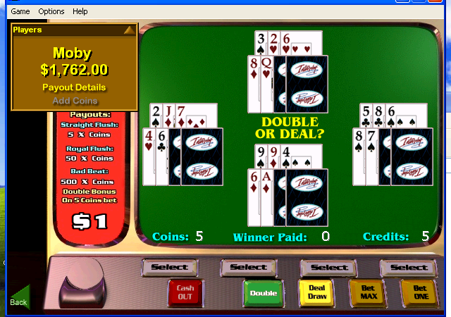 Beat the House 2 (Windows) screenshot: Poker challenge - double or deal