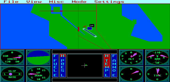 Screenshot of Sierra's 3-D Helicopter Simulator (DOS, 1987) - MobyGames