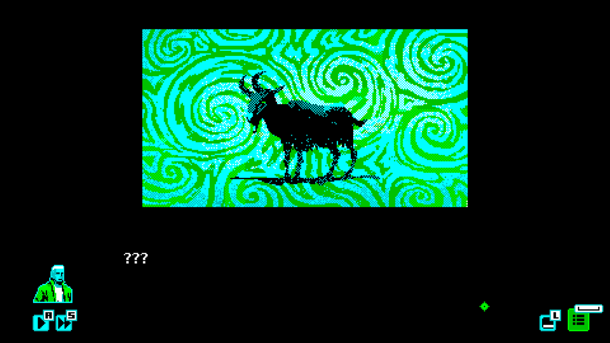 Mothmen 1966 (Windows) screenshot: Lee witnesses a goat's transformation into a biped.