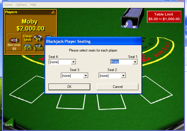 Beat the House 2 (Windows) screenshot: Blackjack - setup