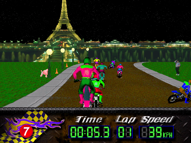 Moto Extreme (Windows) screenshot: France track - right after start